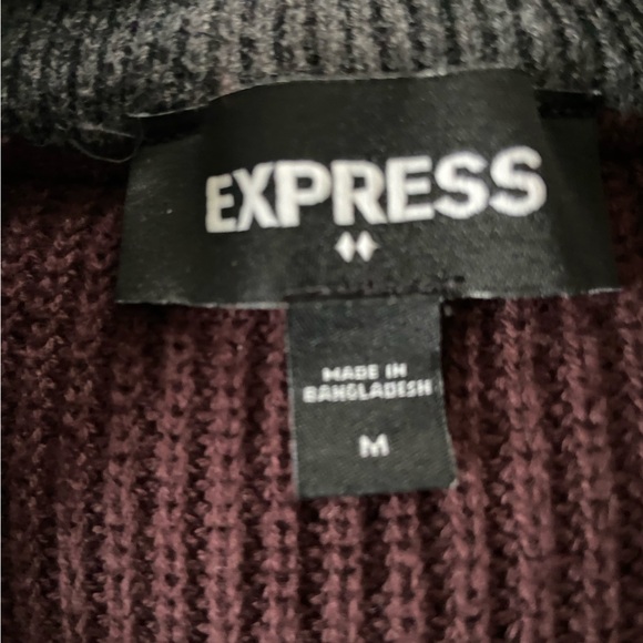Express Mens Cotton Plum High Neck Sweater - Picture 3 of 5